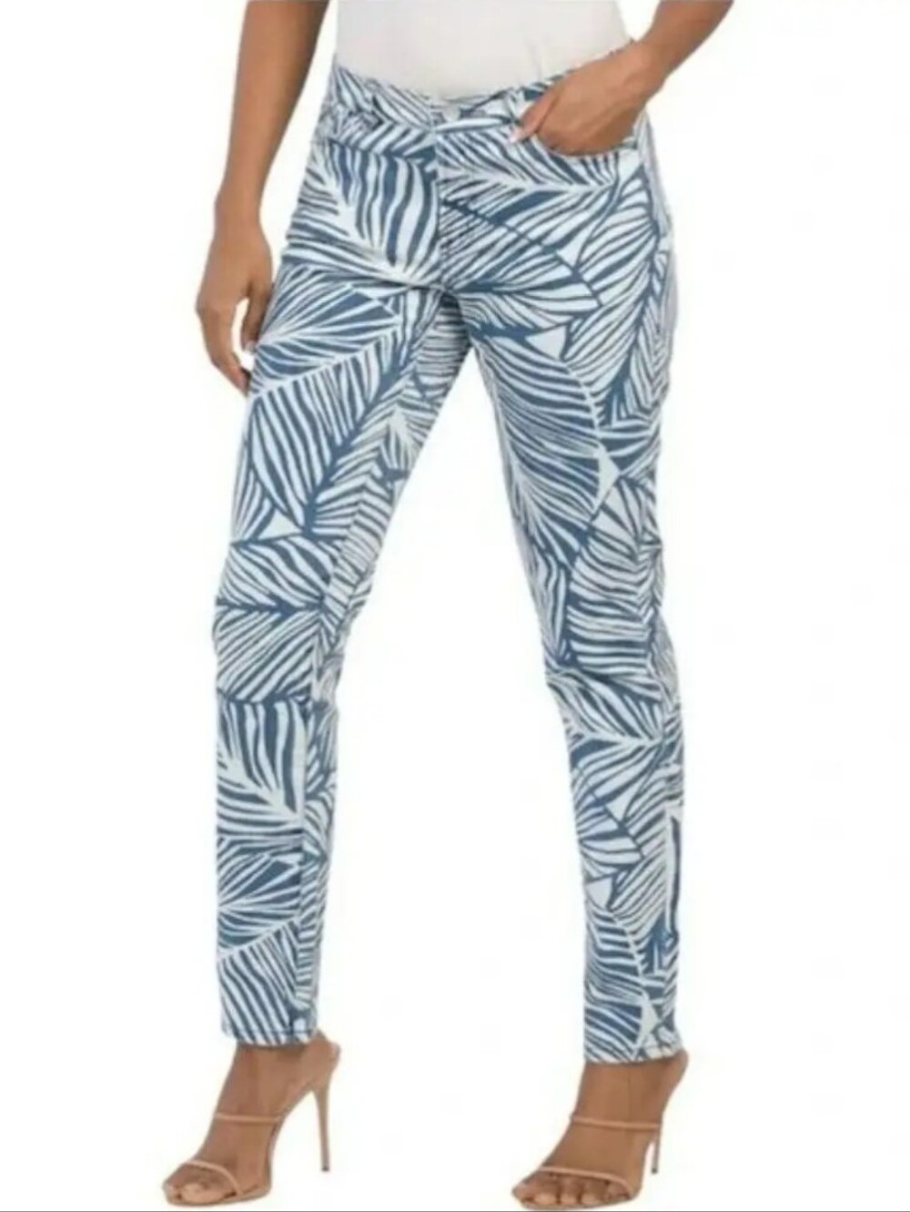 J. McLaughlin Jaycie Blue White Palm Print Pants Size 12